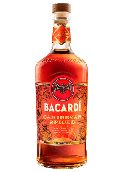 Butelka Bacardi Caribbean Spiced 0,7L – karaibski rum z Portoryko o aromacie ananasa, kokosa i wanilii, z korzennym, owocowym smakiem i długim finiszem