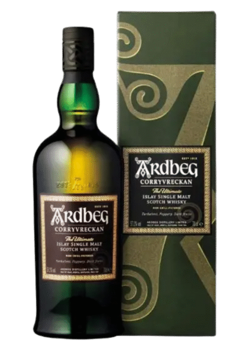 Butelka Ardbeg Corryvreckan 0,7L – intensywnie torfowa whisky z Islay o mocy 57,1%, z aromatem dębu, ziół i torfu, dymnym smakiem i pieprznym, rozgrzewającym finiszem.