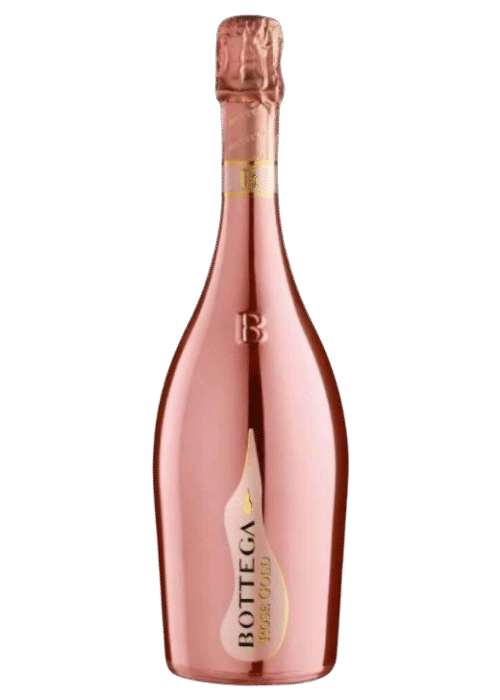 Butelka Bottega Rosé Spumante 0,75L – włoskie półwytrawne wino musujące z aromatami malin, truskawek i róży.
