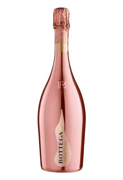 Butelka Bottega Rosé Spumante 0,75L – włoskie półwytrawne wino musujące z aromatami malin, truskawek i róży.