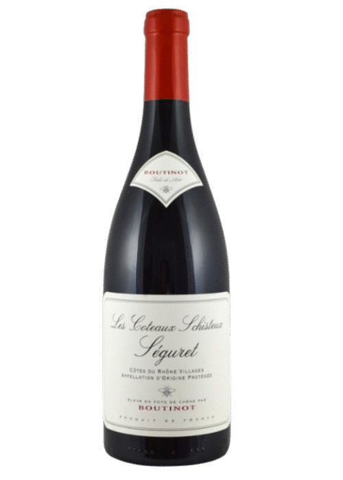 Butelka wina Boutinot Les Coteaux Côtes Schisteux Séguret 0,75L – czerwone wytrawne wino z południowej Francji o aromacie czarnych owoców, dębu i przypraw.