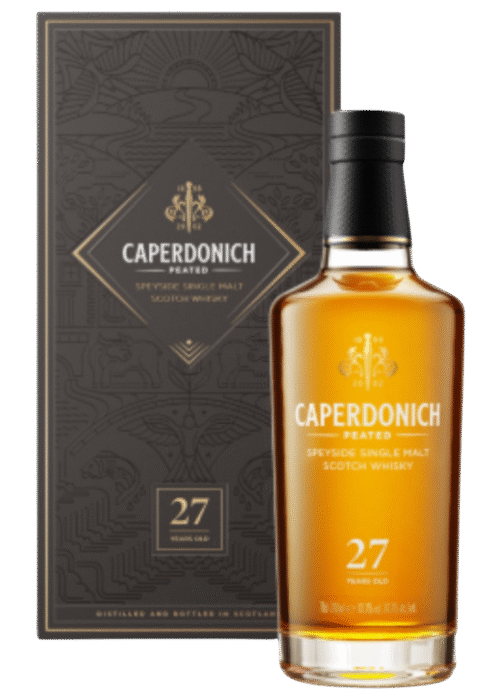 Butelka whisky Caperdonich Peated 27YO 0,7L – szkocka single malt o torfowym charakterze, dymnym aromacie i głębokim finiszu, w eleganckim boxie