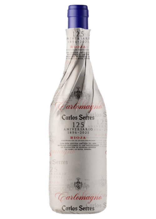 Butelka Carlos Serres Carlomagno 1970 125 Anniversary 0,75L – wyjątkowe czerwone wino z Rioja stworzone z okazji 125-lecia winiarni.