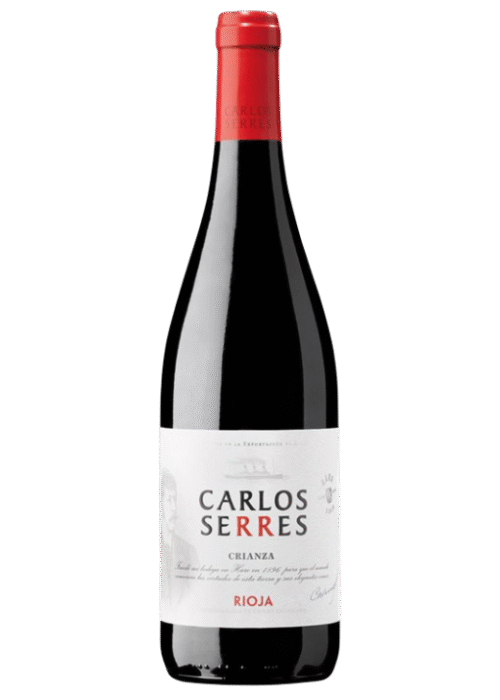 Butelka czerwonego wina Carlos Serres Reserva DOC Rioja 0,75L – wytrawne wino z Hiszpanii o aromacie wanilii, tytoniu i wiśni.