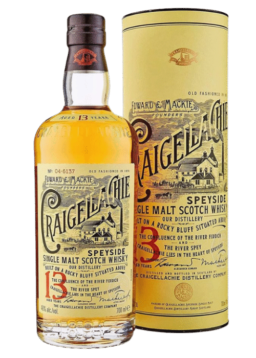 Butelka Craigellachie 13YO Armagnac Cask 0,7L – szkocka whisky single malt ze Speyside, finiszowana w beczkach po armaniaku, o aromacie brzoskwini, wanilii i przypraw, z intensywnym, owocowym finiszem.