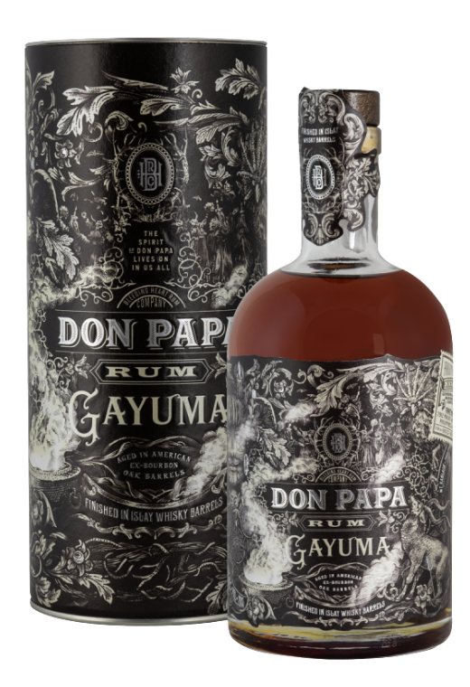 Butelka Don Papa Gayuma 0,7L w tubie – filipiński rum o dymnym, waniliowym i karmelowym aromacie, z korzennym, czekoladowym smakiem i długim, pieprznym finiszem