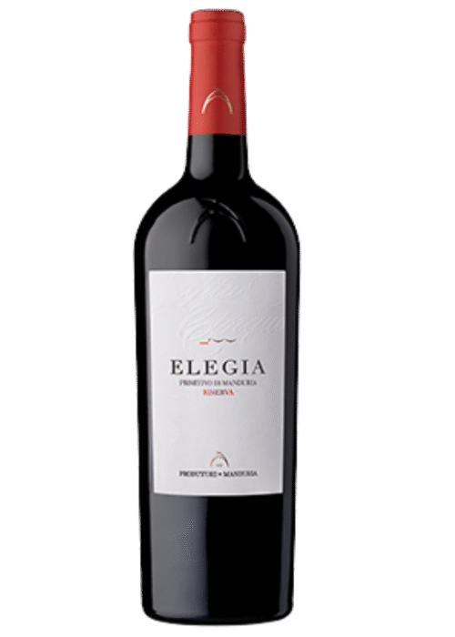 Butelka Elegia Primitivo di Manduria Riserva 0,75L – intensywne czerwone wytrawne wino z Apulii o nutach czereśni, przypraw i wanilii.