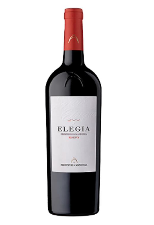 Butelka Elegia Primitivo di Manduria Riserva 0,75L – intensywne czerwone wytrawne wino z Apulii o nutach czereśni, przypraw i wanilii.
