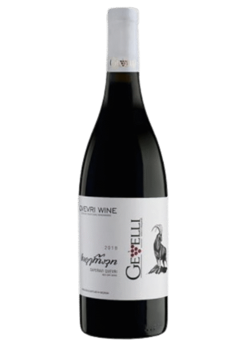 Butelka Gevelli Vazha Saperavi Qvevri 0,75L – czerwone wytrawne wino z Gruzji dojrzewające w glinianych amforach, o aromacie śliwek, przypraw i dębu.