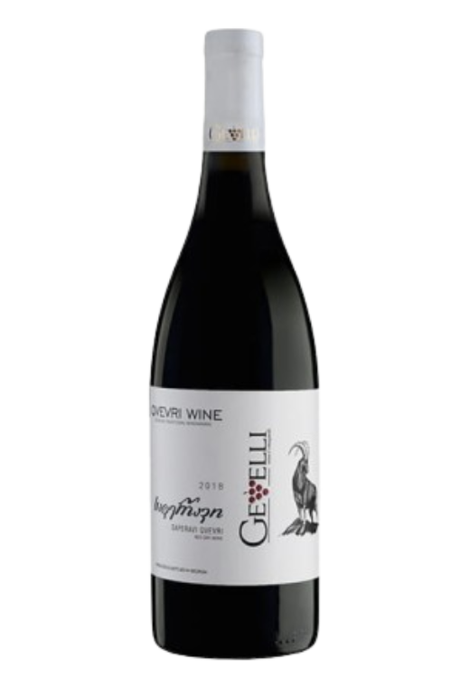 Butelka Gevelli Vazha Saperavi Qvevri 0,75L – czerwone wytrawne wino z Gruzji dojrzewające w glinianych amforach, o aromacie śliwek, przypraw i dębu.