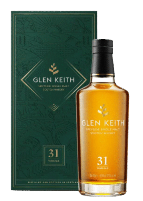 Butelka Glen Keith 31YO 0,7L – szkocka whisky single malt z regionu Speyside o malinowo-morelowym aromacie i długim, czekoladowo-imbirowym finiszu, w eleganckim opakowaniu
