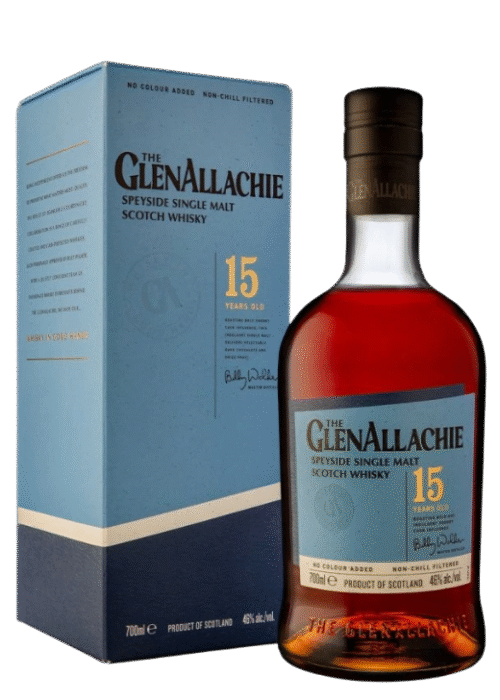 Butelka GlenAllachie 15YO 0,7L – szkocka whisky single malt dojrzewająca w beczkach po sherry, o bogatym profilu z nutami miodu, przypraw i kawowego finiszu