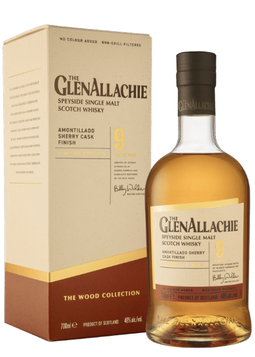 Butelka GlenAllachie 9YO Amontillado Sherry Cask Finish 0,7L – szkocka whisky single malt finiszowana w beczkach po sherry Amontillado, o orzechowo-owocowym profilu