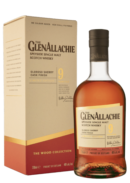 Butelka GlenAllachie 9YO Oloroso Sherry Cask Finish 0,7L – szkocka whisky single malt z finiszem w beczkach po sherry oloroso, o profilu deserowym, pełnym miodu, toffi i ciemnej czekolady