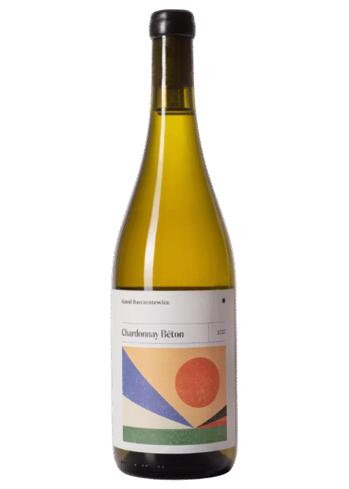 Butelka Kamil Barczentewicz Chardonnay Beton 0,75L – wytrawne białe wino z Polski, o nutach jabłka, wanilii i cytrusów, fermentowane w betonie.