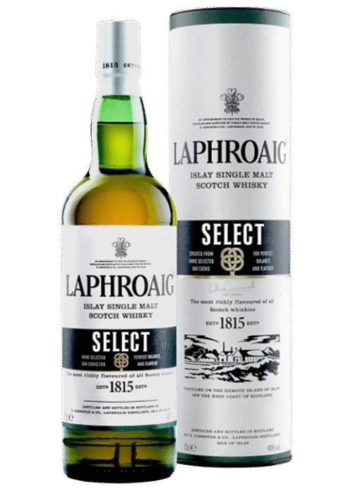 Butelka Laphroaig Select 0,7L – torfowa whisky z Islay o aromacie soli morskiej, wanilii i dymu, z wytrawnym, przyprawowym finiszem.