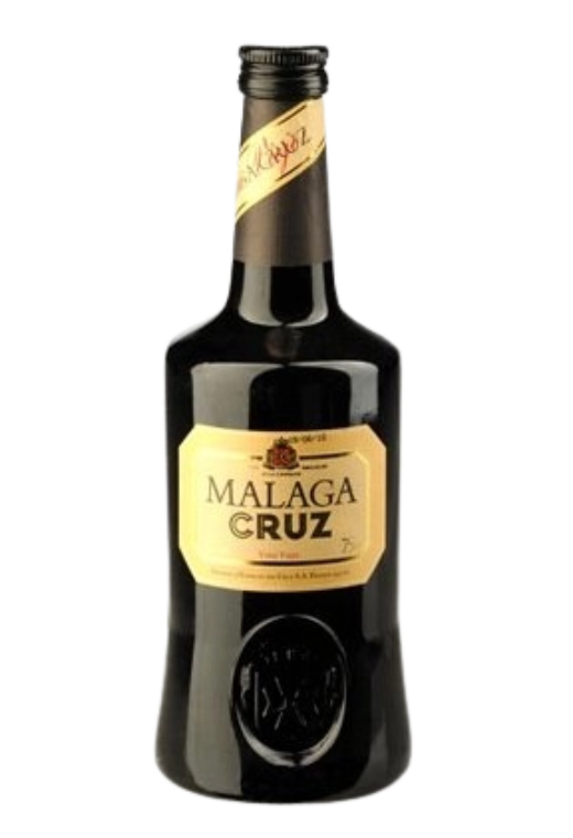 Butelka Malaga Cruz Vino de Licor 0,75L – hiszpańskie słodkie wino likierowe z Andaluzji o nutach karmelu, rodzynek i suszonych owoców.