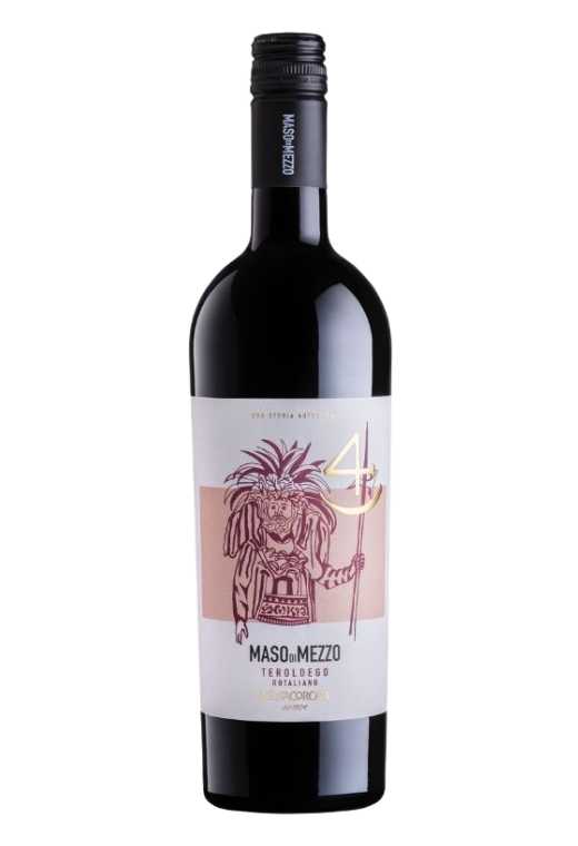 Butelka wina Maso di Mezzo Teroldego Rotaliano 0,75L – czerwone wytrawne wino z Trydentu o aromacie porzeczek, przypraw i ziół.