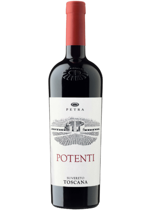 Butelka czerwonego wina Petra Potenti Toscana Cabernet Sauvignon IGT 0,75L – intensywne wytrawne wino z Toskanii o aromacie porzeczki, przypraw i tytoniu.