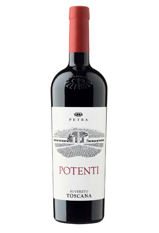 Butelka czerwonego wina Petra Potenti Toscana Cabernet Sauvignon IGT 0,75L – intensywne wytrawne wino z Toskanii o aromacie porzeczki, przypraw i tytoniu.