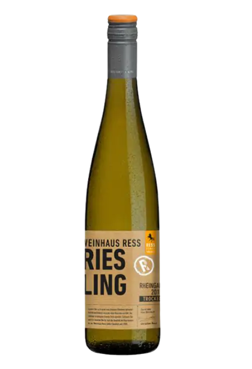 Butelka RESS Riesling Trocken 0,75L – wytrawne, mineralne wino białe z regionu Rheingau w Niemczech.