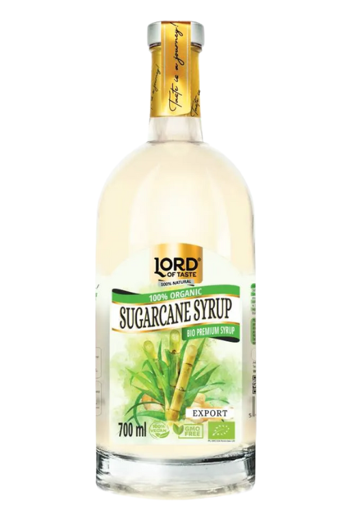 Butelka syropu trzcinowego Lord of Taste Premium Bio 0,7L – naturalny, organiczny syrop o karmelowym i melasowym aromacie, z aksamitnym, słodkim finiszem